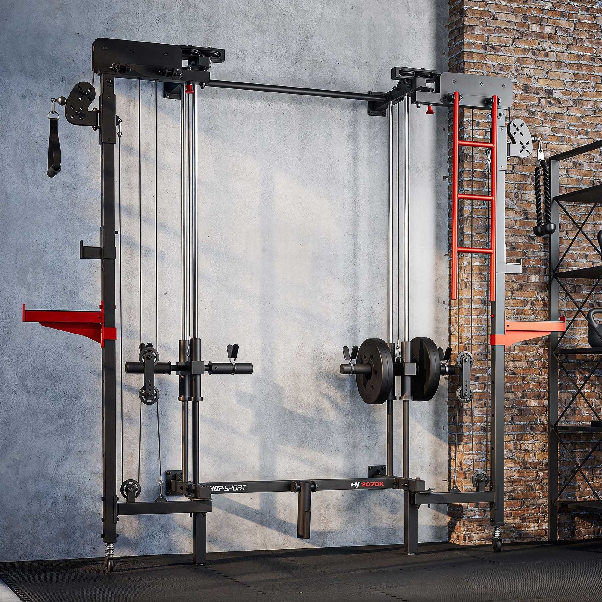 Wall Squat Rack HS-2070K – Vægmonteret Power Rack med Cable Tower