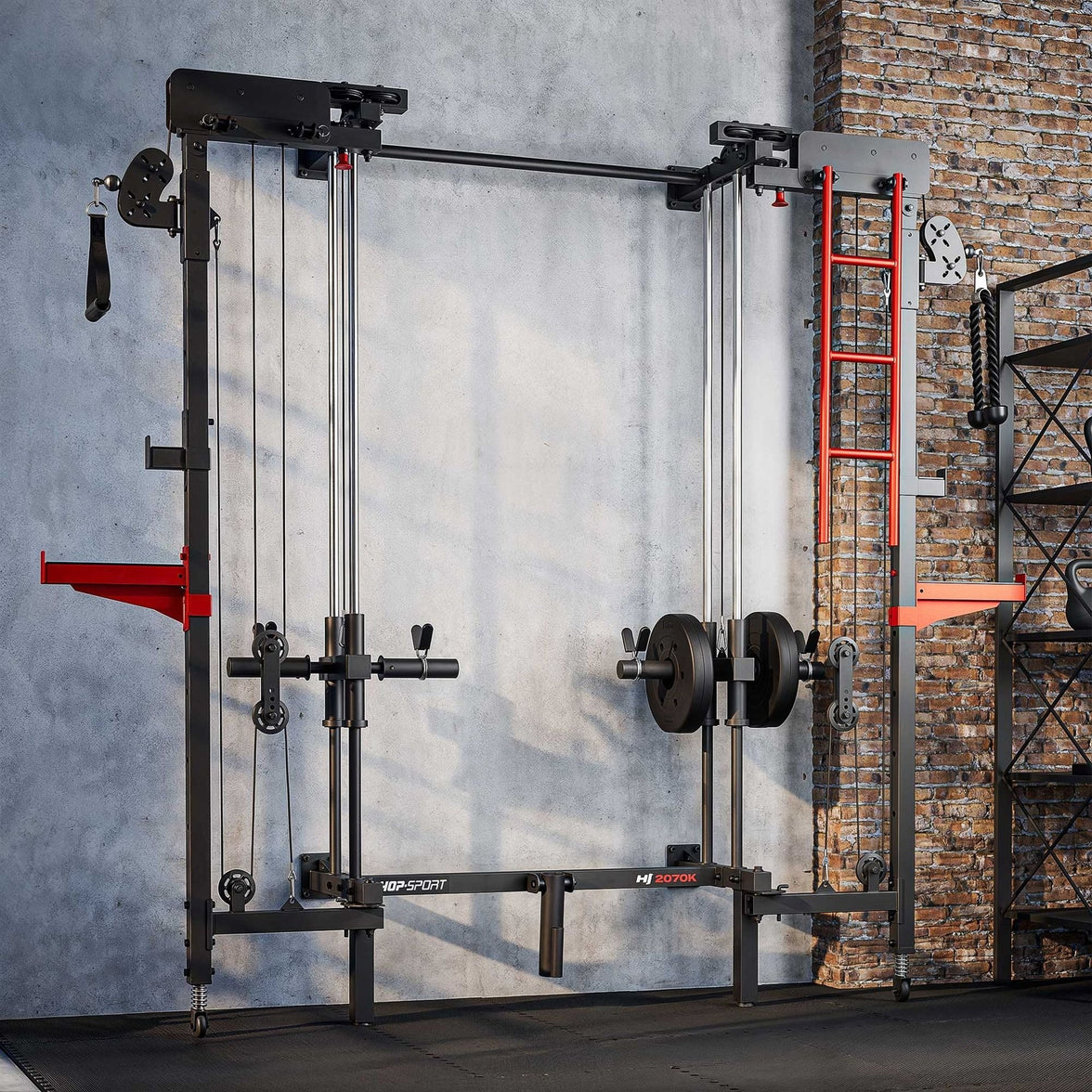 Wall Squat Rack HS-2070K – Vægmonteret Power Rack med Cable Tower
