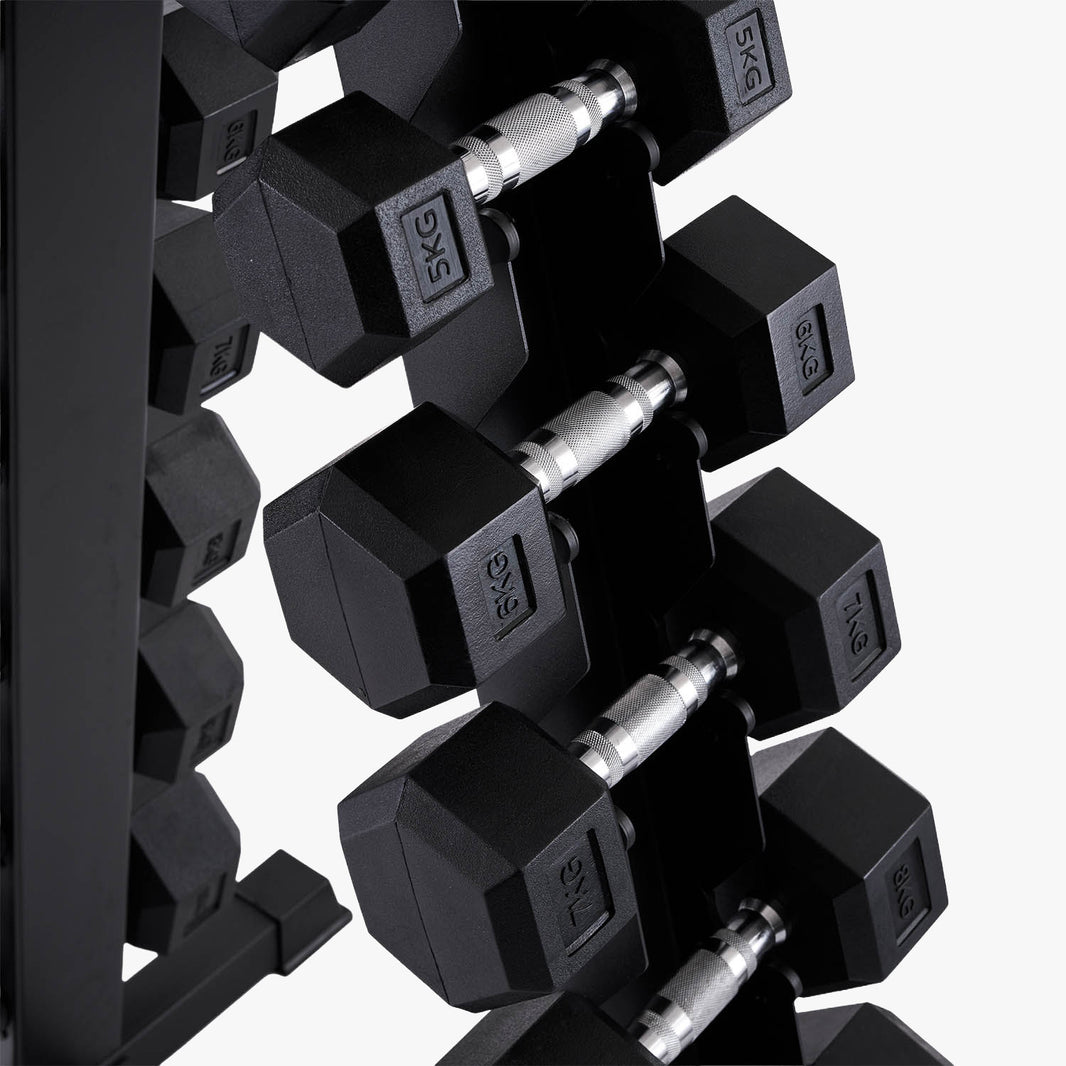 HEX Håndvægte Sæt 1-10 kg med Stativ - Komplet Håndvægtsæt