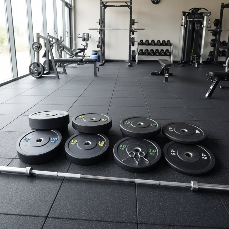 Olympisk Sæt 100 kg – Vægtstang & Bumper Plates til Hjemmegym