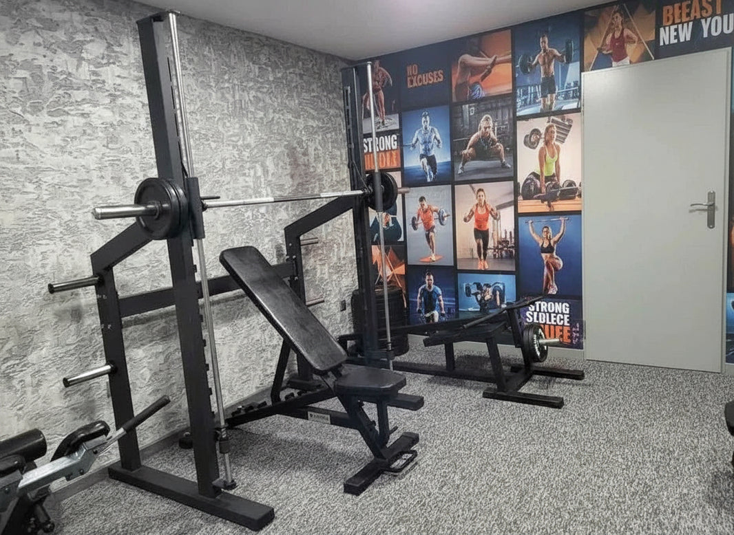 Smith Machine Professionel – 215 cm Styrketræningsstation med Lineære Lejer