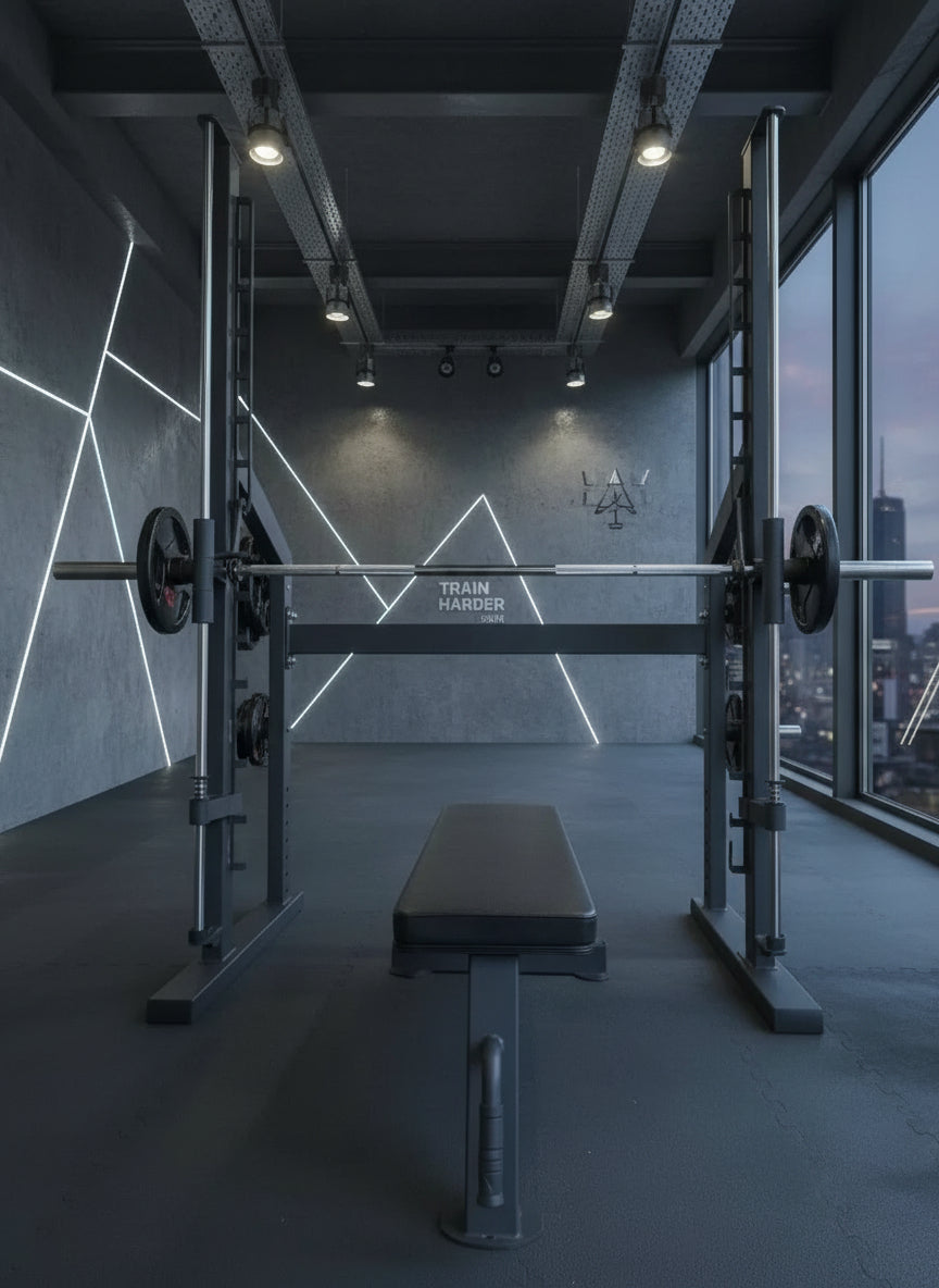 Smith Machine Professionel – 215 cm Styrketræningsstation med Lineære Lejer